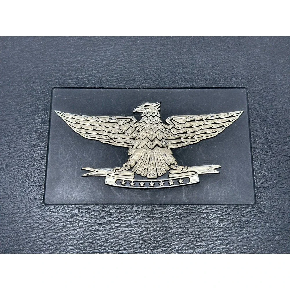 VINTAGE Mark IV Magnates Black Plastic Cigar Box w Gold Eagle Emblem  9.75”x7.5”
